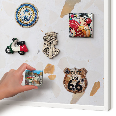Magnettafel aus Metall für Souvenirs in weißem Rahmen Warmes Mosaik