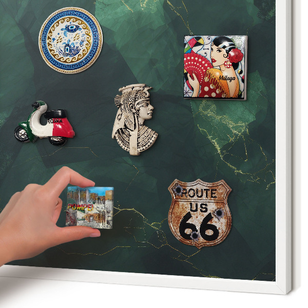 Wand-Magnettafel für Reisesouvenirs mit weißem Rahmen Grüntiefe