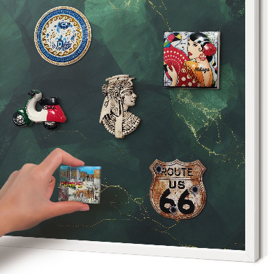 Wand-Magnettafel für Reisesouvenirs mit weißem Rahmen Grüntiefe