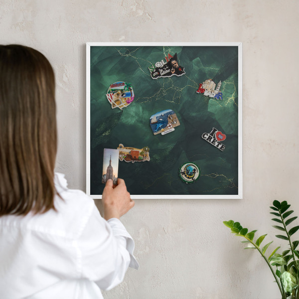 Wand-Magnettafel für Reisesouvenirs mit weißem Rahmen Grüntiefe