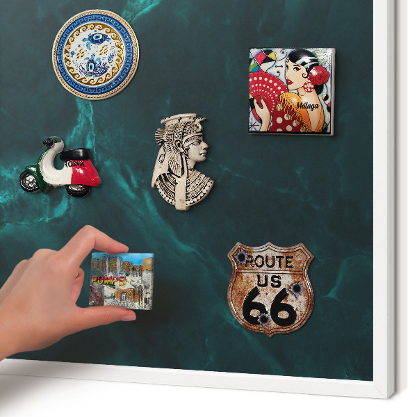 Wand-Magnettafel für Reisesouvenirs mit weißem Rahmen Grüntiefe