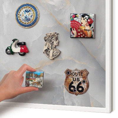 Wand-Magnettafel für Reisesouvenirs mit weißem Rahmen Graue Adern