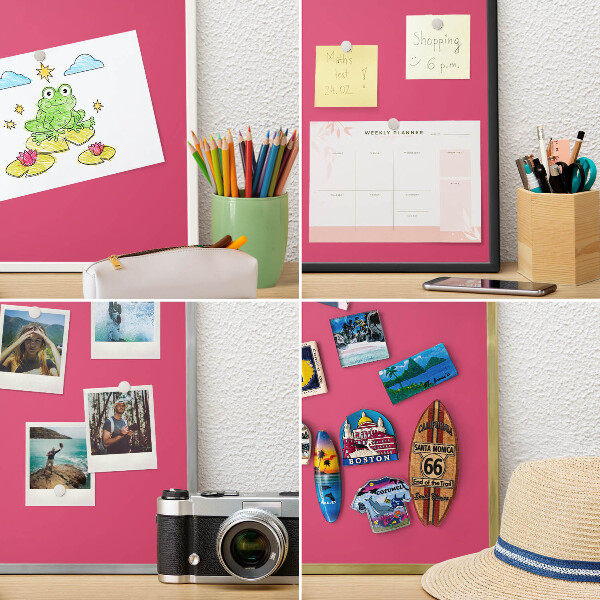 Wand-Magnettafel für Reisesouvenirs mit weißem Rahmen Energierosa