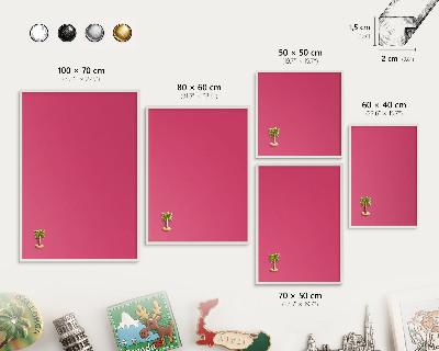 Wand-Magnettafel für Reisesouvenirs mit weißem Rahmen Energierosa