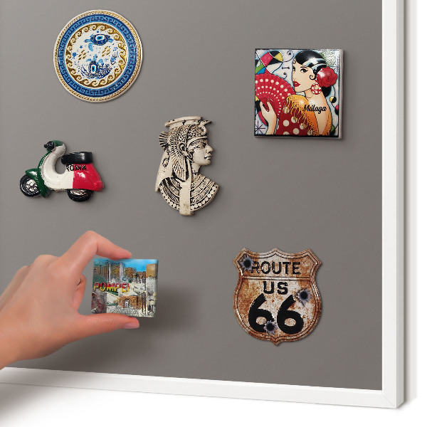 Wand-Magnettafel für Reisesouvenirs mit weißem Rahmen Dunkelgrau
