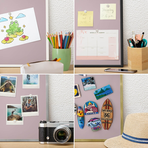 Wand-Magnettafel für Reisesouvenirs mit weißem Rahmen Pastelllila