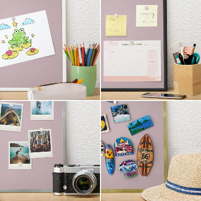 Wand-Magnettafel für Reisesouvenirs mit weißem Rahmen Pastelllila