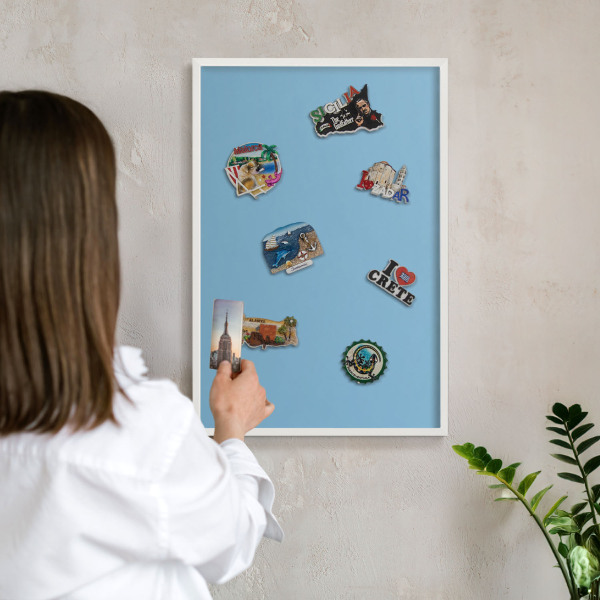 Wand-Magnettafel für Reisesouvenirs mit weißem Rahmen Blaue Farbe