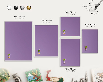 Wand-Magnettafel für Reisesouvenirs mit weißem Rahmen Violett