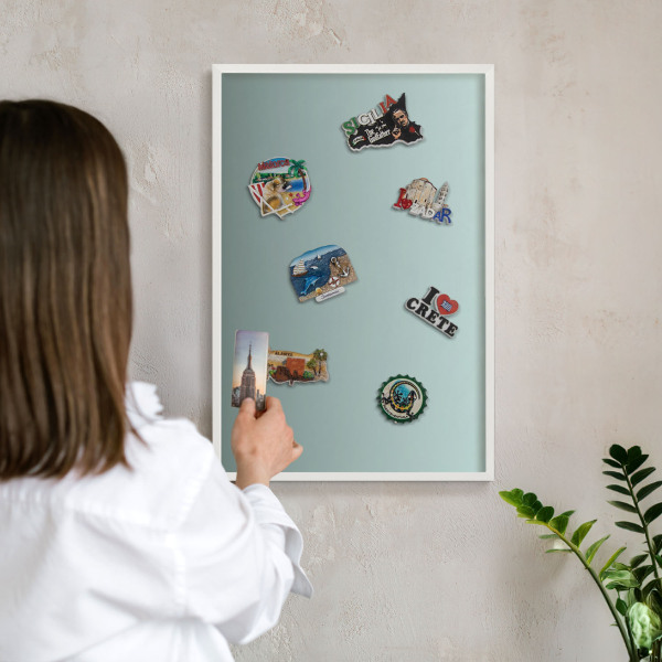 Wand-Magnettafel für Reisesouvenirs mit weißem Rahmen Türkisfarbener Farbverlauf