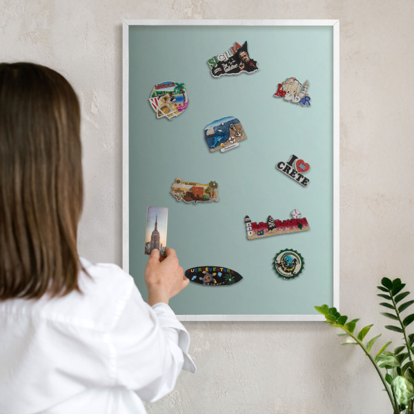Wand-Magnettafel für Reisesouvenirs mit weißem Rahmen Türkisfarbener Farbverlauf