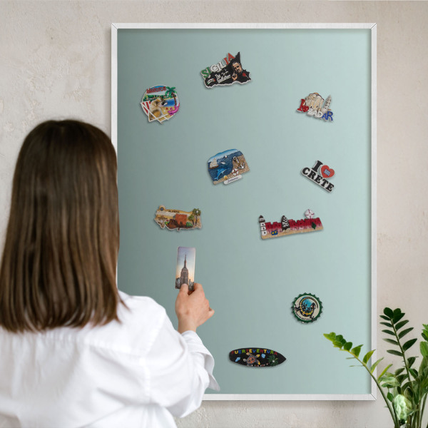 Wand-Magnettafel für Reisesouvenirs mit weißem Rahmen Türkisfarbener Farbverlauf