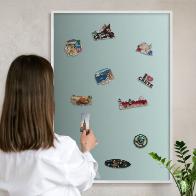 Wand-Magnettafel für Reisesouvenirs mit weißem Rahmen Türkisfarbener Farbverlauf