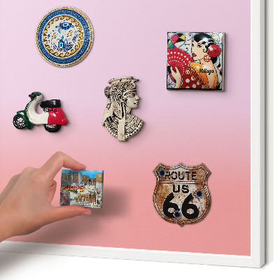 Magnettafel aus Metall für Souvenirs in weißem Rahmen Feiner Gradient