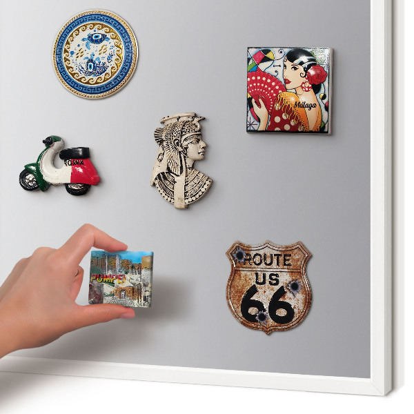 Wand-Magnettafel für Reisesouvenirs mit weißem Rahmen Grauer Farbverlauf