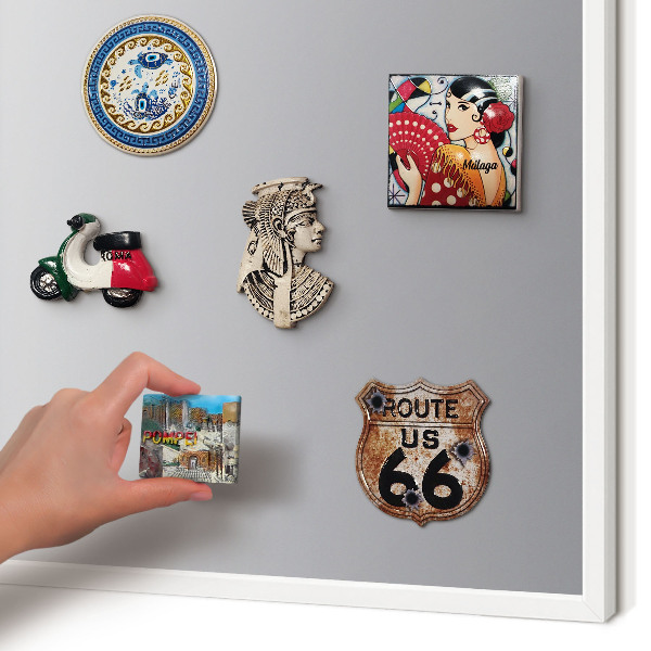 Wand-Magnettafel für Reisesouvenirs mit weißem Rahmen Grauer Farbverlauf