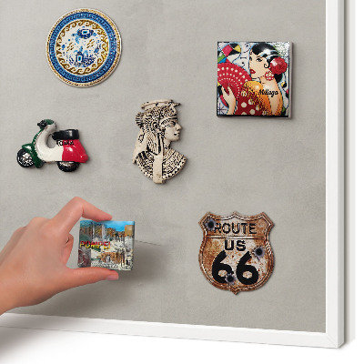 Wand-Magnettafel für Reisesouvenirs mit weißem Rahmen Grauer Hintergrund
