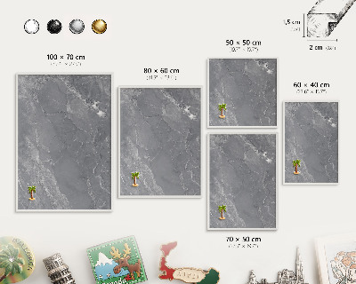 Wand-Magnettafel für Reisesouvenirs mit weißem Rahmen Grauer Marmor