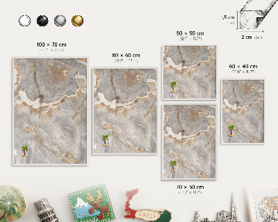 Wand-Magnettafel für Reisesouvenirs mit weißem Rahmen Marmor-Eleganz