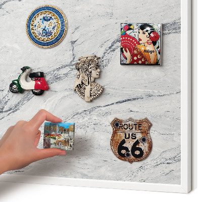 Wand-Magnettafel für Reisesouvenirs mit weißem Rahmen Graue Eleganz