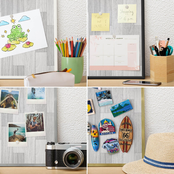 Wand-Magnettafel für Reisesouvenirs mit weißem Rahmen Holzstruktur