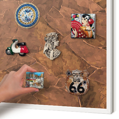 Magnettafel aus Metall für Souvenirs in weißem Rahmen Steinstruktur