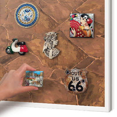 Magnettafel aus Metall für Souvenirs in weißem Rahmen Steinstruktur
