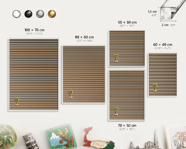 Magnettafel aus Metall für Souvenirs in weißem Rahmen Geometrisches Muster