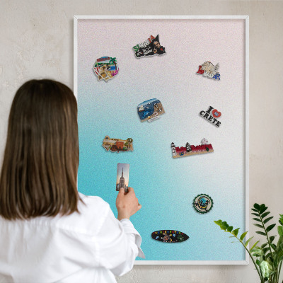 Wand-Magnettafel für Reisesouvenirs mit weißem Rahmen Pastellabstraktion