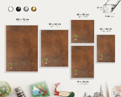 Magnettafel aus Metall für Souvenirs in weißem Rahmen Braune Textur