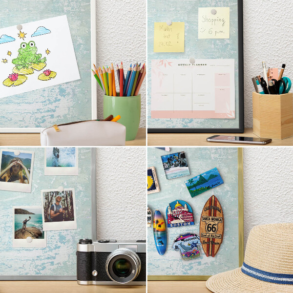 Wand-Magnettafel für Reisesouvenirs mit weißem Rahmen Pastellabschürfungen