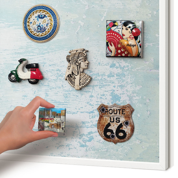 Wand-Magnettafel für Reisesouvenirs mit weißem Rahmen Pastellabschürfungen