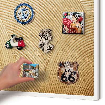 Magnettafel aus Metall für Souvenirs in weißem Rahmen Strukturlinien