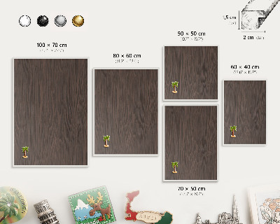 Magnettafel aus Metall für Souvenirs in weißem Rahmen Naturholz