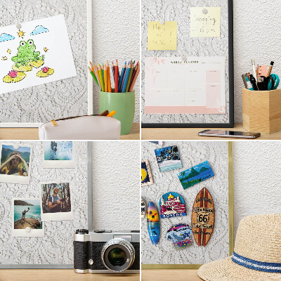 Magnettafel aus Metall für Souvenirs in weißem Rahmen Durchbrochene Eleganz