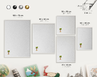 Magnettafel aus Metall für Souvenirs in weißem Rahmen Weiße Textur