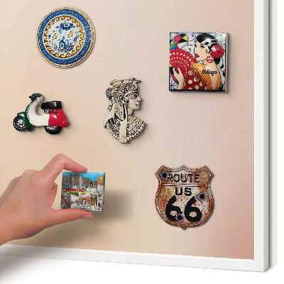 Wand-Magnettafel für Reisesouvenirs mit weißem Rahmen Zartes Beige