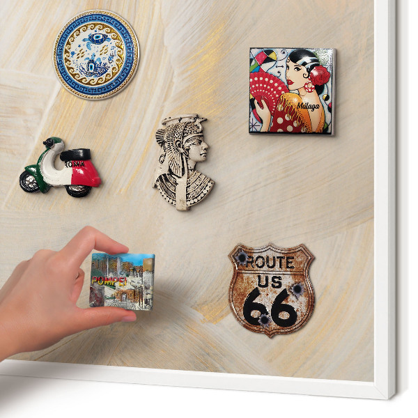 Magnettafel aus Metall für Souvenirs in weißem Rahmen Elegante Abstraktion