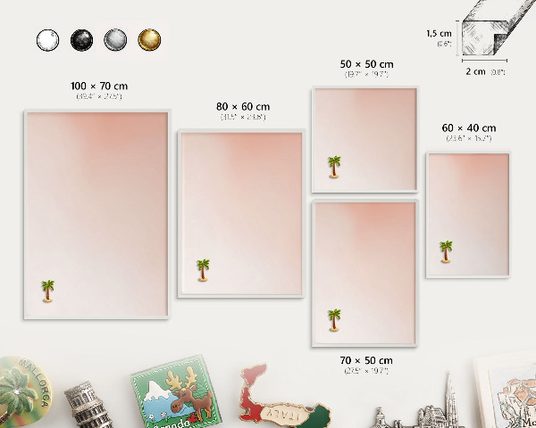 Wand-Magnettafel für Reisesouvenirs mit weißem Rahmen Pastellfarbener Charme