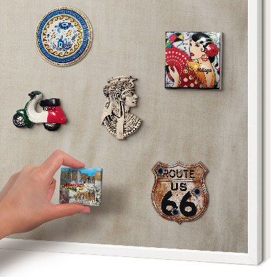 Wand-Magnettafel für Reisesouvenirs mit weißem Rahmen Beige ruhig