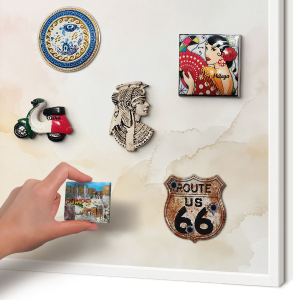 Wand-Magnettafel für Reisesouvenirs mit weißem Rahmen Pastellfrieden