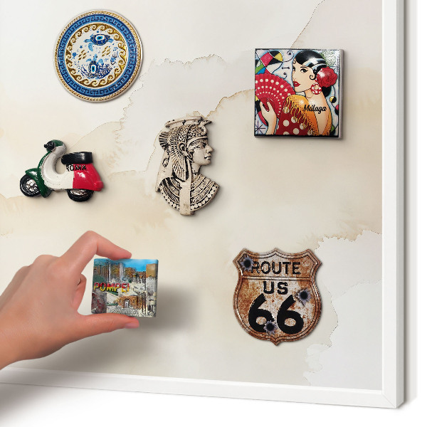 Wand-Magnettafel für Reisesouvenirs mit weißem Rahmen Pastellfrieden