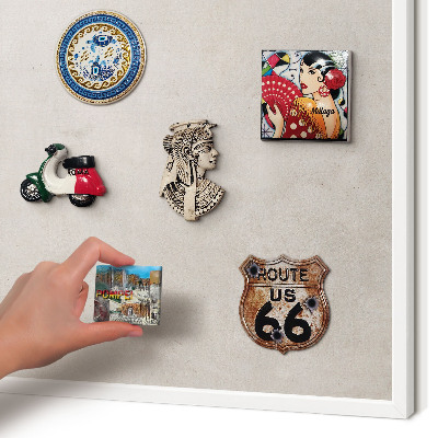 Magnettafel aus Metall für Souvenirs in weißem Rahmen Graue Eleganz