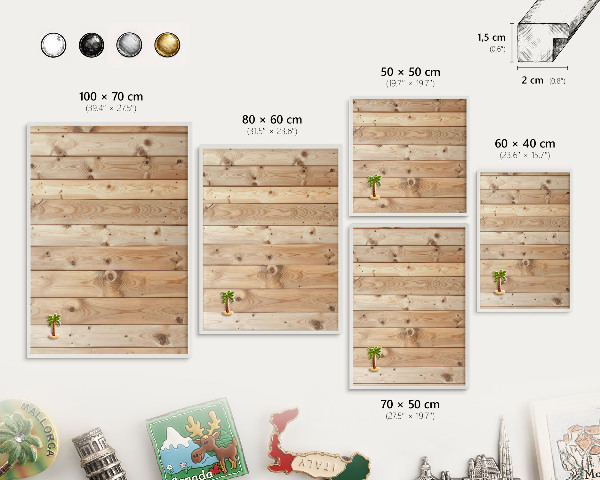 Wand-Magnettafel für Reisesouvenirs mit weißem Rahmen Holzbretter