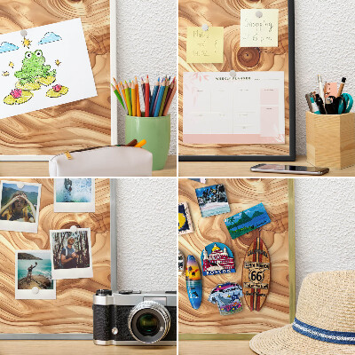 Wand-Magnettafel für Reisesouvenirs mit weißem Rahmen Holzstruktur