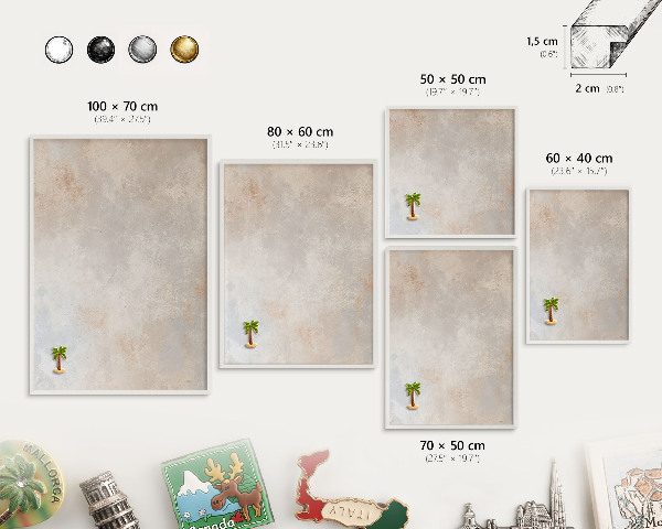 Wand-Magnettafel für Reisesouvenirs mit weißem Rahmen Neutraler Hintergrund