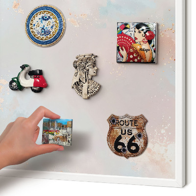 Wand-Magnettafel für Reisesouvenirs mit weißem Rahmen Pastellharmonie