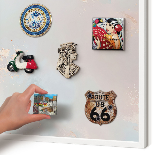 Wand-Magnettafel für Reisesouvenirs mit weißem Rahmen Pastellharmonie