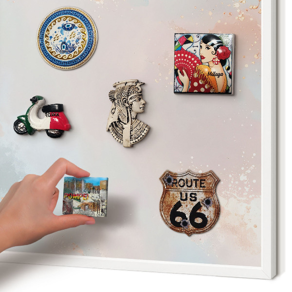 Wand-Magnettafel für Reisesouvenirs mit weißem Rahmen Pastellharmonie