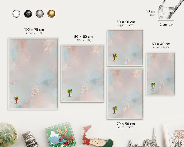 Wand-Magnettafel für Reisesouvenirs mit weißem Rahmen Pastellharmonie